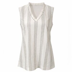 Ann Taylor Pretty White & Black Ruffled Neck Top Shirt M Medium NWT NEW